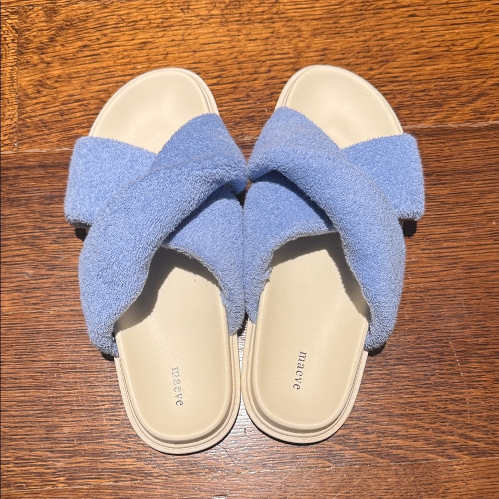 Anthropologie Maeve Blue Crisscross Slides